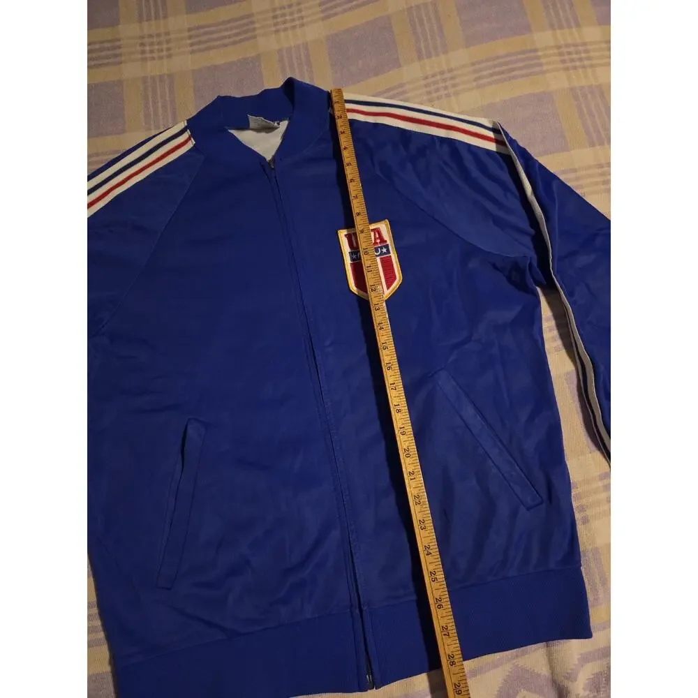 VTG 80s Adidas USA AAU ATP Ventex Keyrolan Trefoil Track Jacket Sewn Red Blue - Picture 6 of 12